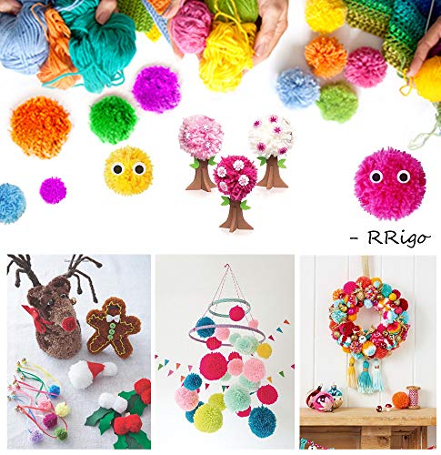 Pom Pom Maker, 4 Sizes Pompom Maker Tool Set for Fluff Ball Weave DIY Wool Yarn Knitting Craft Project for Kids and Adult - RRigo