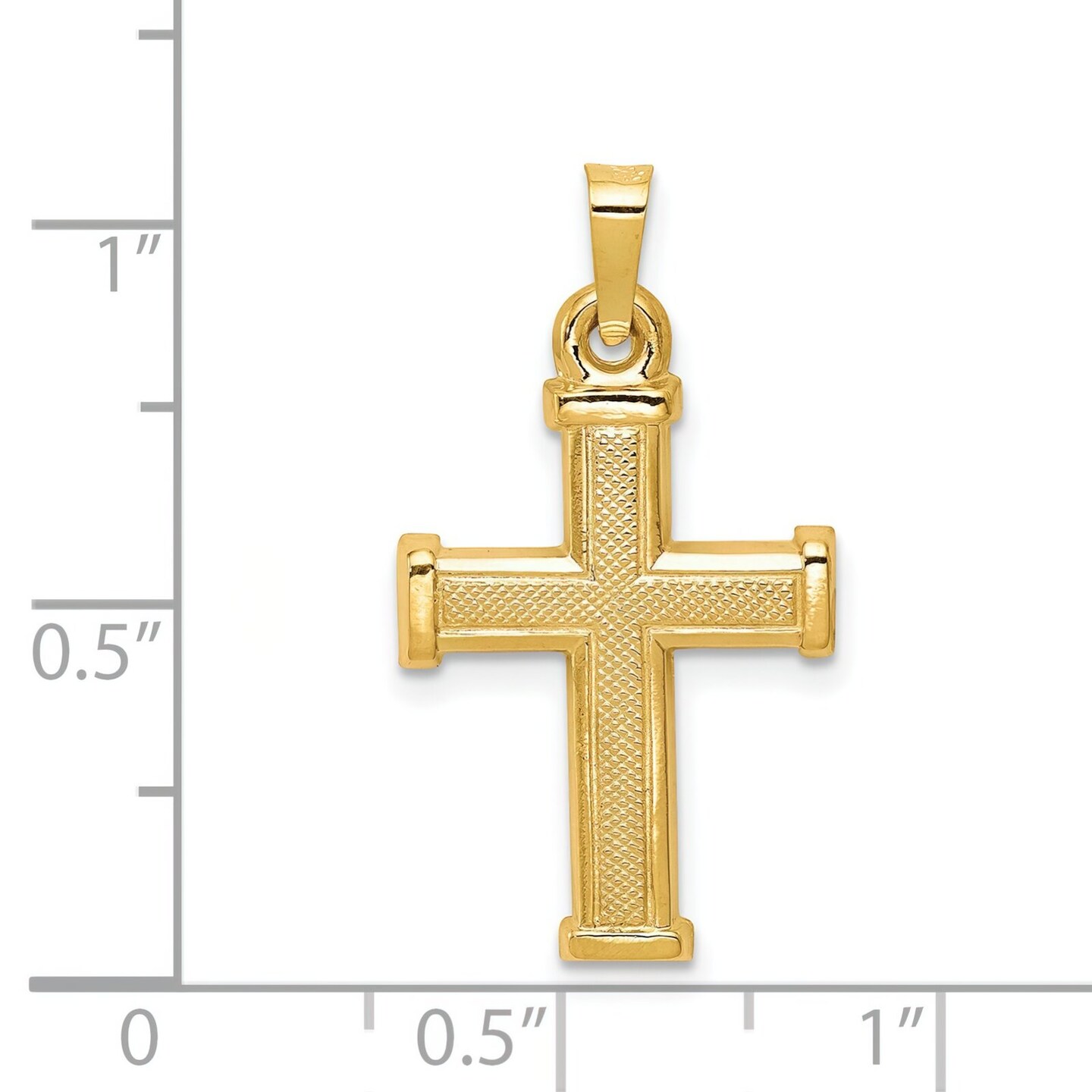 14K Yellow Gold Hollow Cross Pendant Charm Jewelry