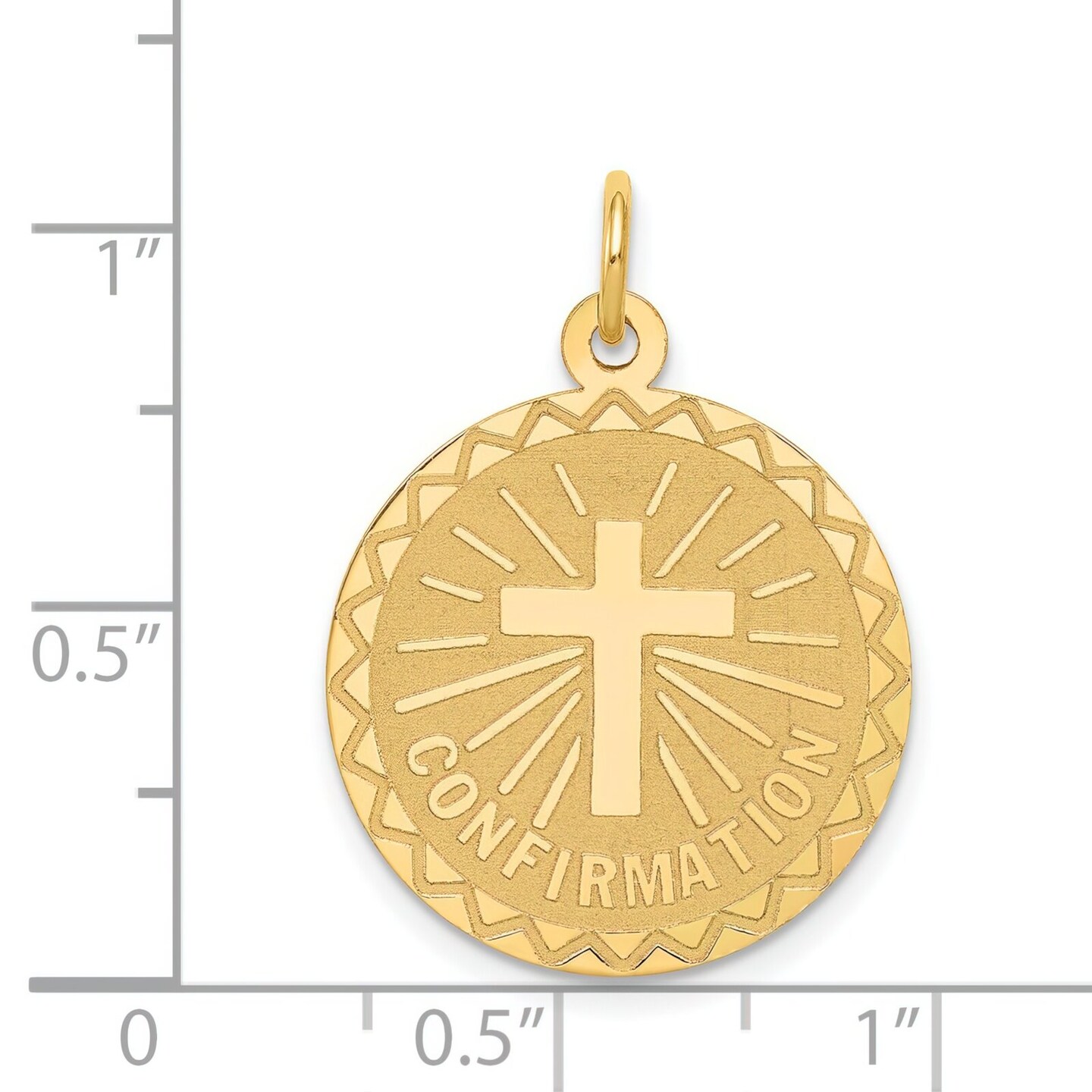 14K Gold Confirmation Medal Charm Religious Pendant 27 X 20mm Jewerly