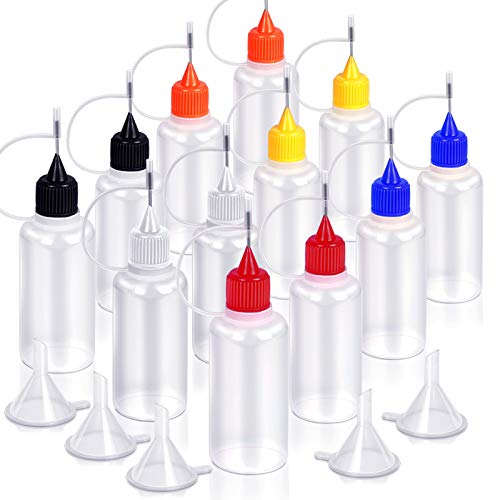 YGDZ 12pcs Precision Tip Applicator Bottles, 30ml Needle Tip Squeeze Glue  Bottles for Paint Quilling Craft, 6 Colors Precision Bottles with 5 Mini  Funnels