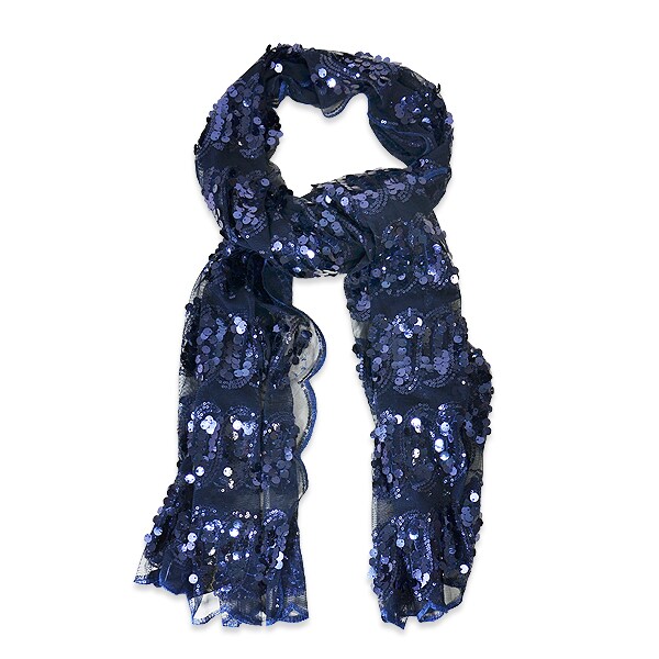 Elegant Vintage Style Sequined Shawl for Evening Elegance 72&#x22; x 23&#x22;