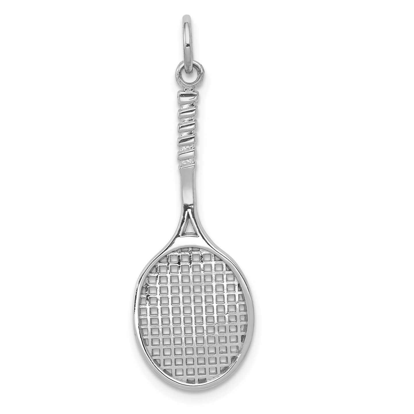 14K White Gold Tennis Racquet Charm Sports Jewelry 35mm x 11mm