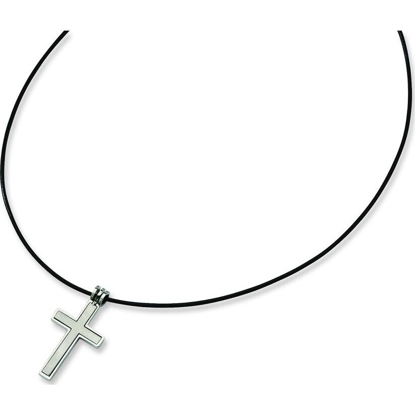 Large Mens Stainless Steel Cross Necklace on Black Leather Cord (20 Inch) -  Walmart.com
