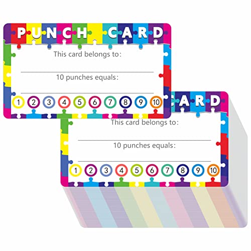 102 PCS Punch Cards, Incentive Reward Card Student Awards Loyalty Cards for Business, Classroom, Kids Behavior, Students, Teachers, 3.5” x 2”