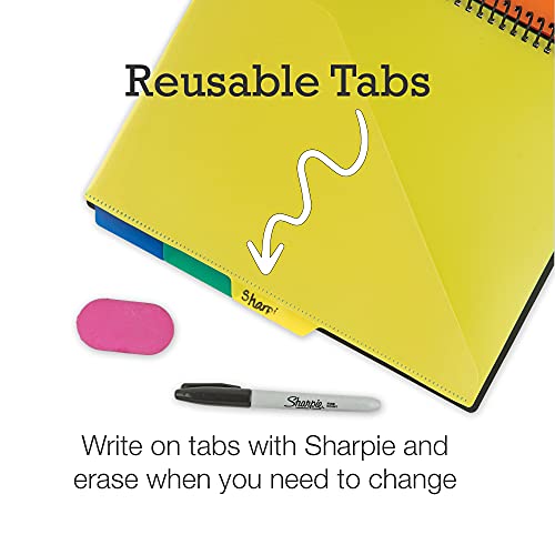 2 Pack 10 Pocket Spiral Project Organizer - Includes 5 Dividers, Customizable Front Cover, and Erasable Write-On Tabs in Assorted Colors