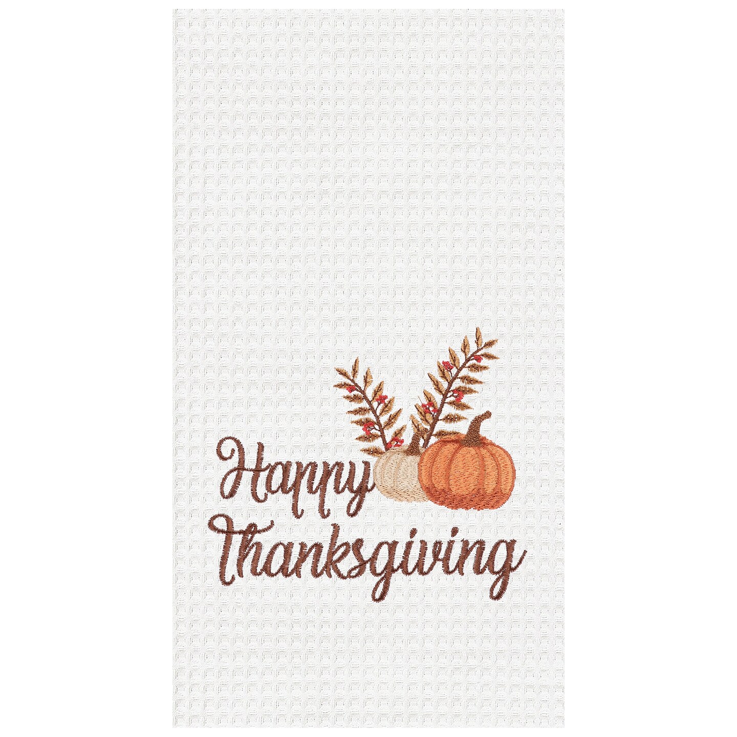 Happy Thanksgiving Embroidered Waffle Weave Kitchen Towel Set of 2