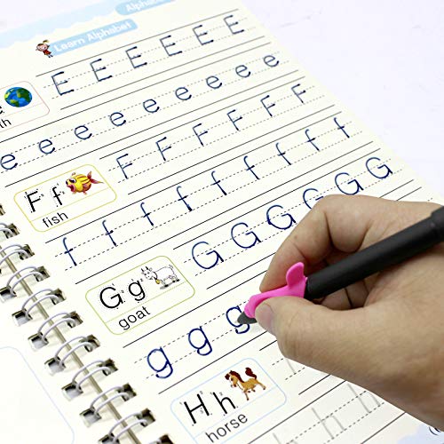 4 PCS Magic Practice Copybook for Kids,Children Reusable Handwriting Practice CopyBooks for Preschools Magic Workbook Letter Writing Book