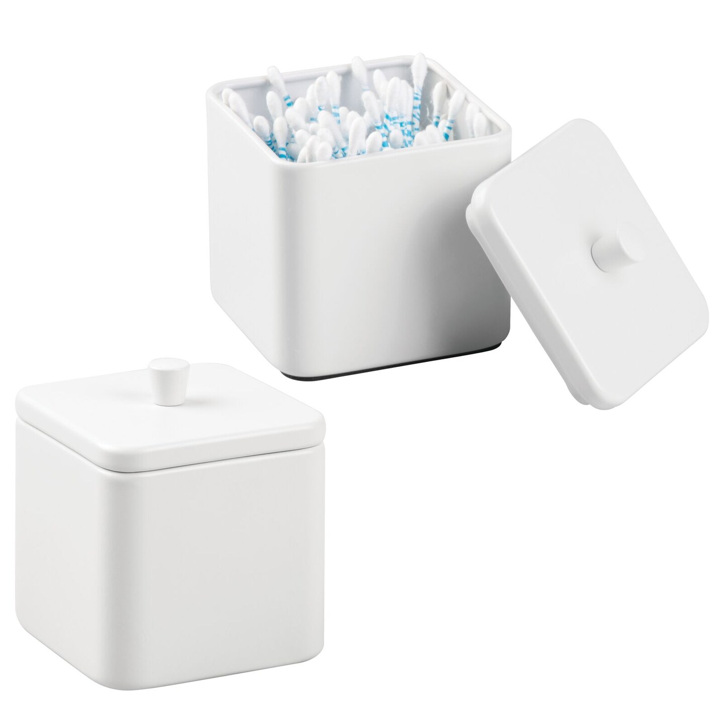 mDesign Square Metal Bathroom Vanity Canister Apothecary Jar 2 Pack