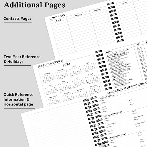 2024 Planner - Weekly & Monthly Planner 2024, Planner 2024, From January  2024 - December 2024, 6.25 in × 8.3 in, Flexible Cover, Twin-Wire Binding -  Classic Black, Improving Your Time Management Skill