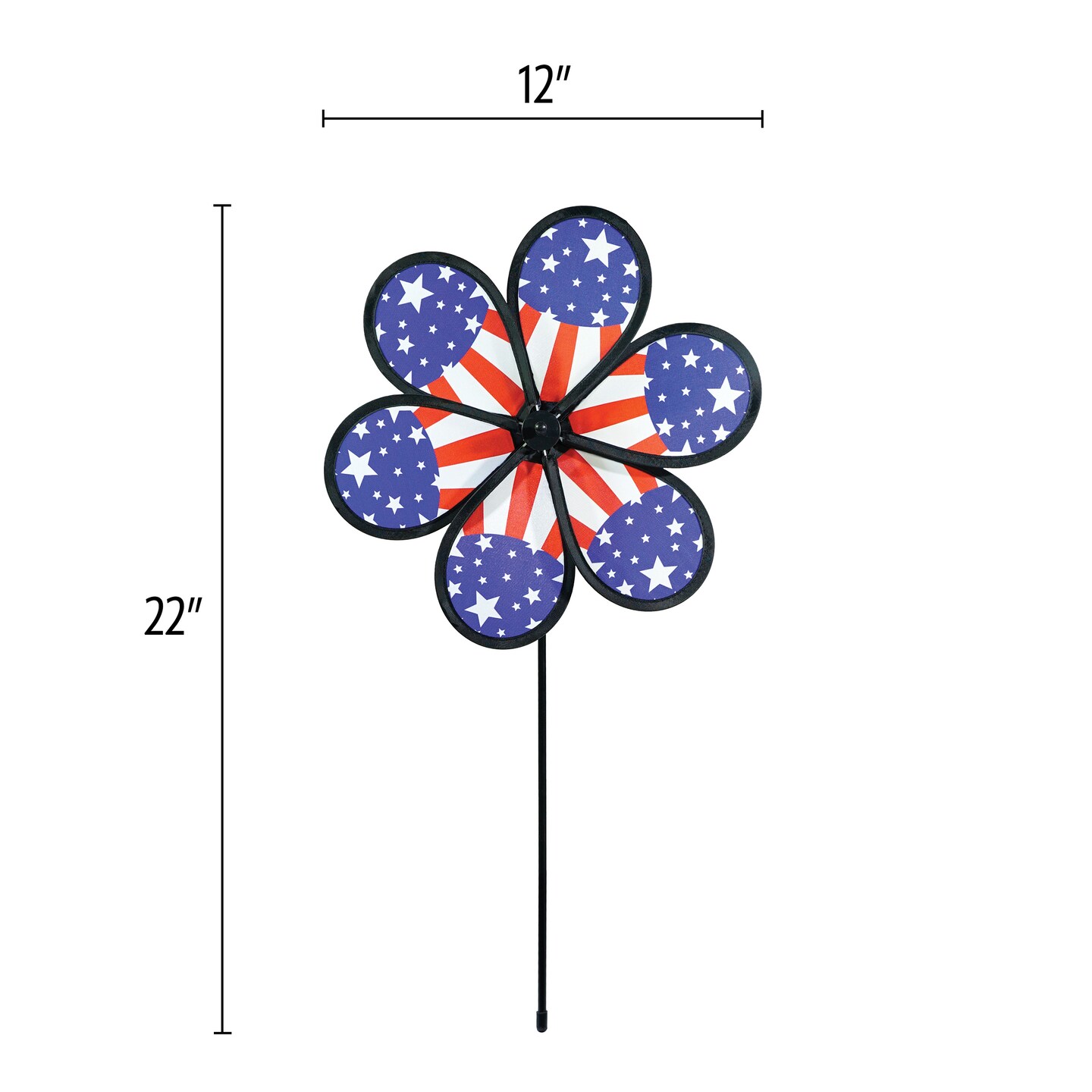 In the Breeze 2632 &#x2014; 12-inch Patriot Star Flower Spinner, Garden Wind Spinner