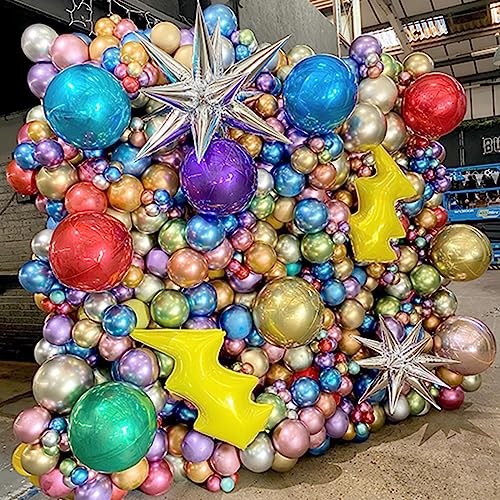 104PCS Metallic Balloons Arch Garland Kit - Shiny Chrome Balloons in 18In, 12In, 10In, 5In Assorted Colors for Birthday, Wedding, Baby Shower, and Anniversary Celebration Decoration