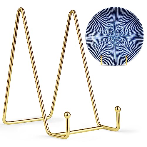 Mocoosy 2 Pack 6 Inch Gold Plate Stands for Display, Metal Square Wire  Easel Stand, Plate Holder Display Stands, Picture Frame Stands for Display  Photos, Decorative Platter, Plaques and Table Top Arts
