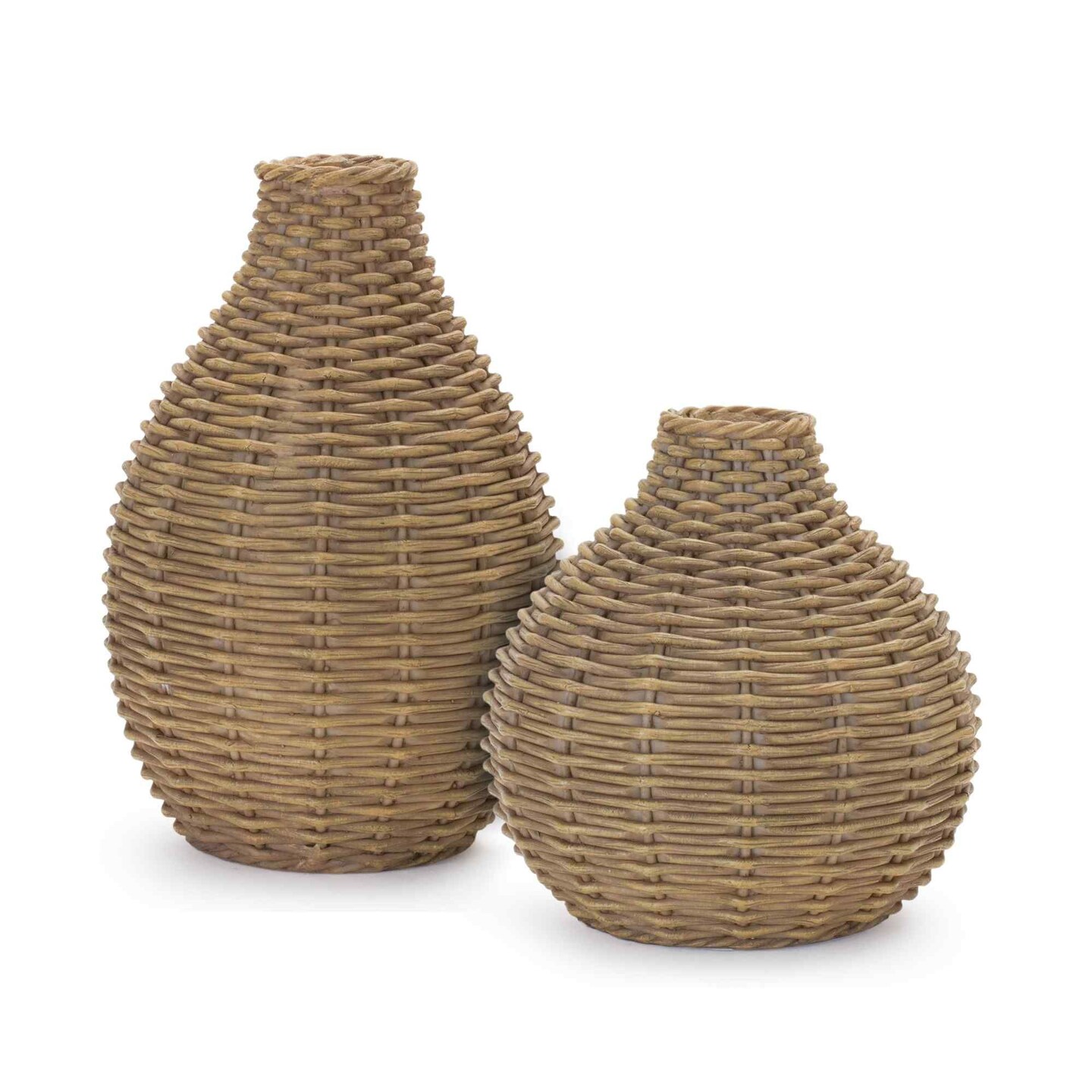 Melrose Woven Wicker Decorative Bud Vases - 7" - Brown - Set of 2