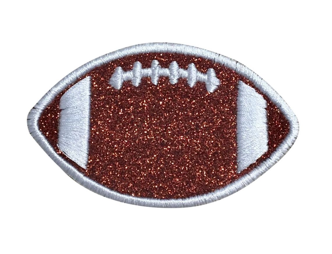 2&#x22; Glitter Football, Sports, Embroidered, Iron on Patch