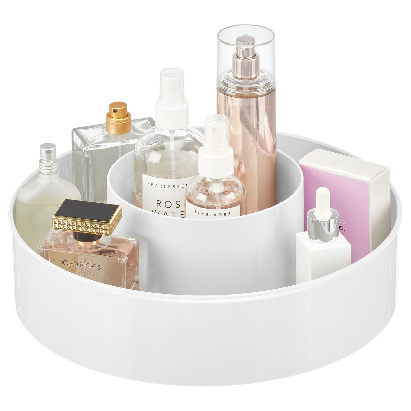 mDesign Plastic Lazy Susan Storage Tray - Rotating Organizer
