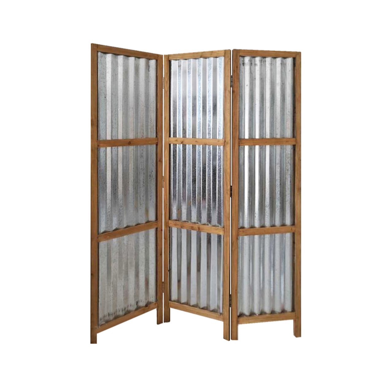 Screen Gems Industrial Style 3 Panel Brix Screen Room Divider - Brown and Grey
