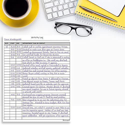 Activity Log Notepad, 50 Page Planner Pad to List a Task, Action or Contact. A Versatile Work Tool to Track Time &#x26; Organize Office Productivity. 8.5 X 11, A4 Sheets.