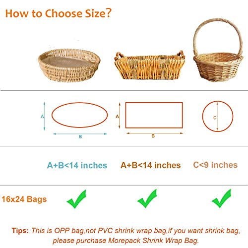 16x24Inches Cellophane Bags for Gift Baskets,Clear Cellophane Basket Bags 5Pieces