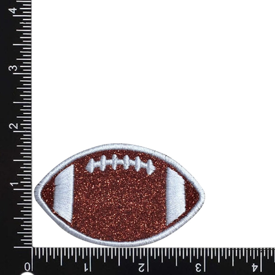 2&#x22; Glitter Football, Sports, Embroidered, Iron on Patch