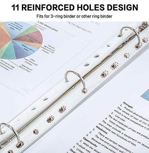 Sheet Protectors, PANDRI 500 Pack Clear Heavy Duty Plastic Page Protectors Sheet Reinforced 11-Hole Fit for 3 Ring Binder Fits Standard 8.5 x 11 Paper, 9.25 x 11.25 Top Loaded, Acid Free