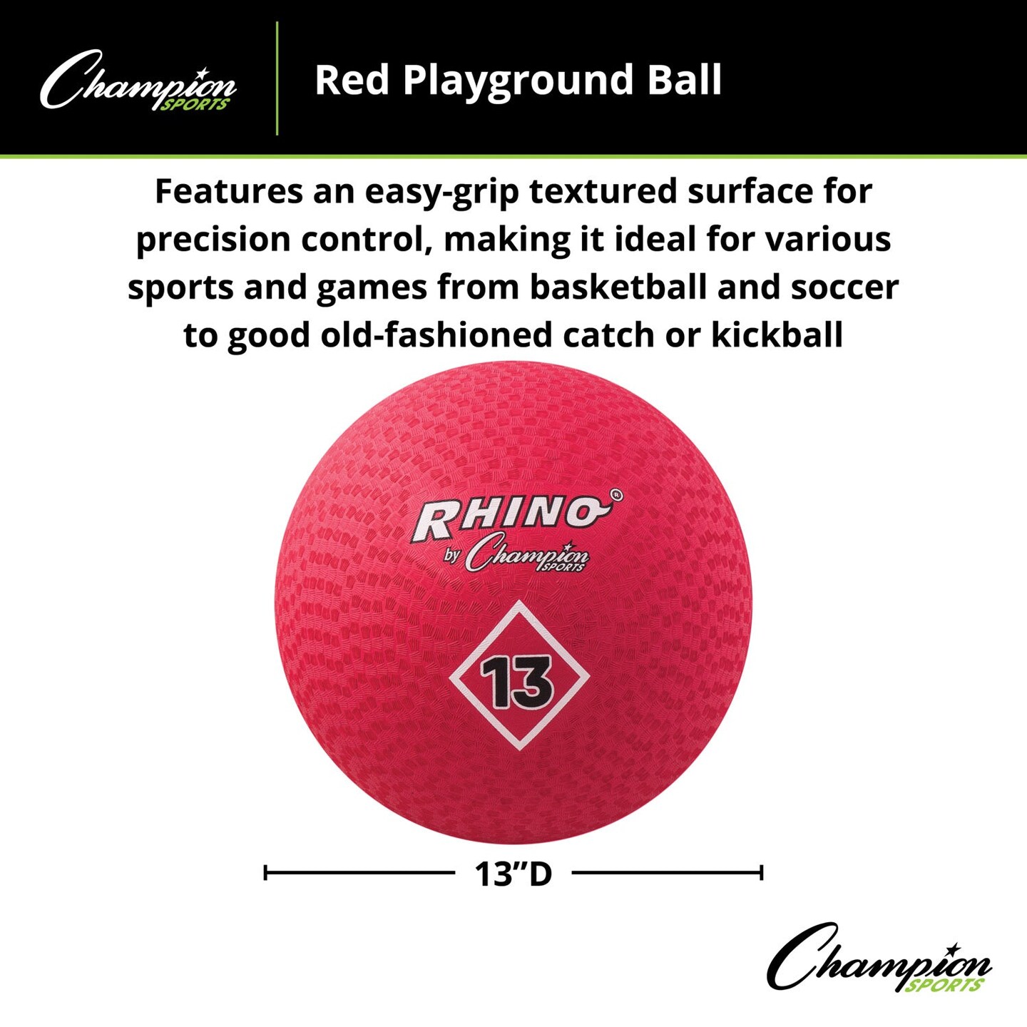 Playground Ball, 13&#x22;, Red