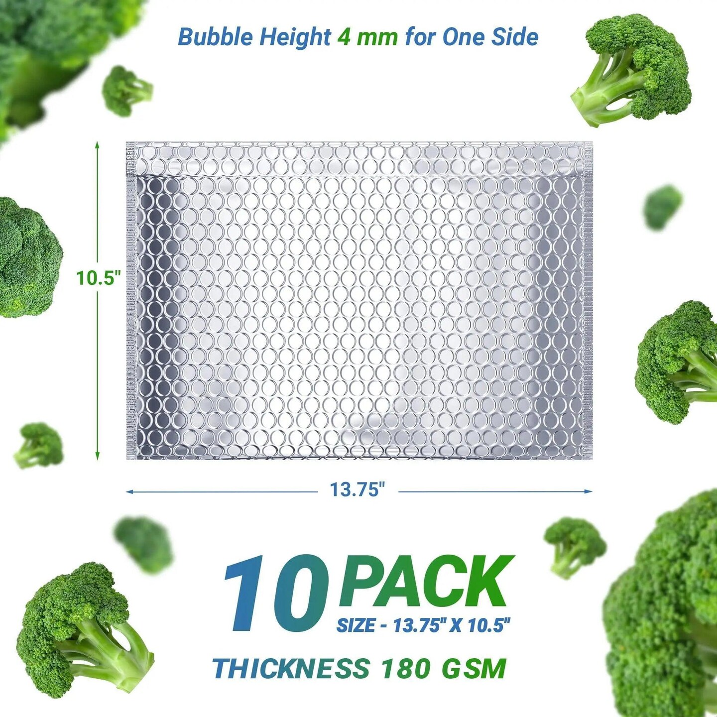Thermal Insulated Bubble Mailers 13.75 x 10.5 Silver Foil Insulated Shipping Bags for Food 10 Pack Metalized Self Seal Padded Envelopes TamperProof Packaging Bags for Hot and Cold Food