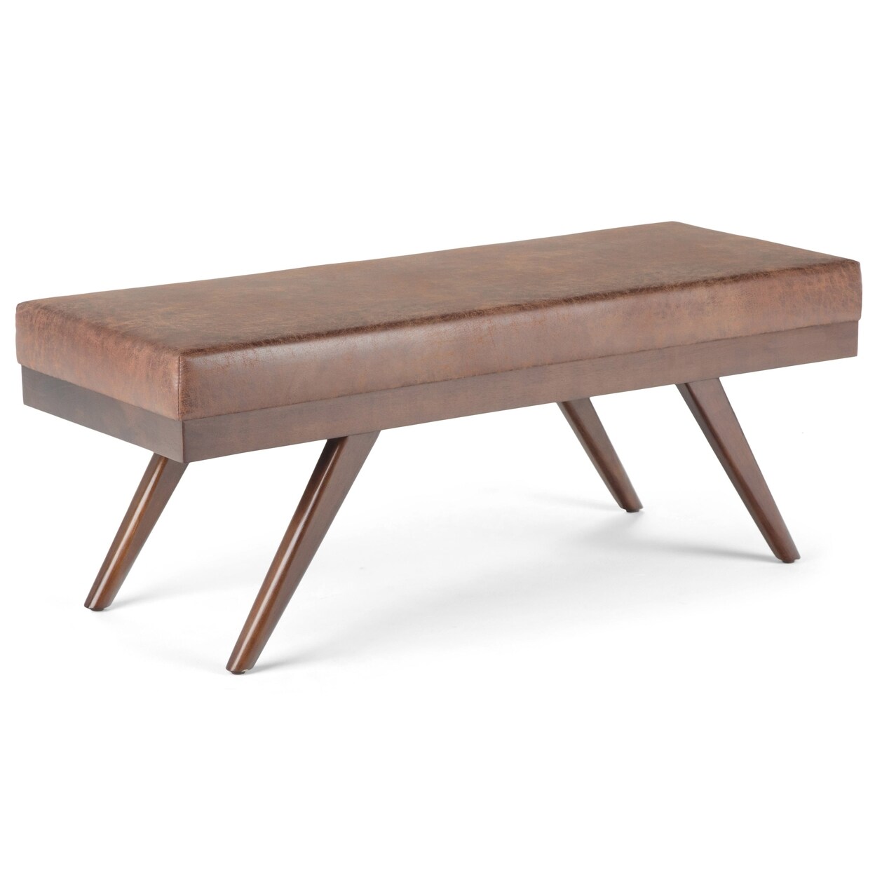 Simpli Home Chanelle Ottoman Bench in Distressed Vegan Leather