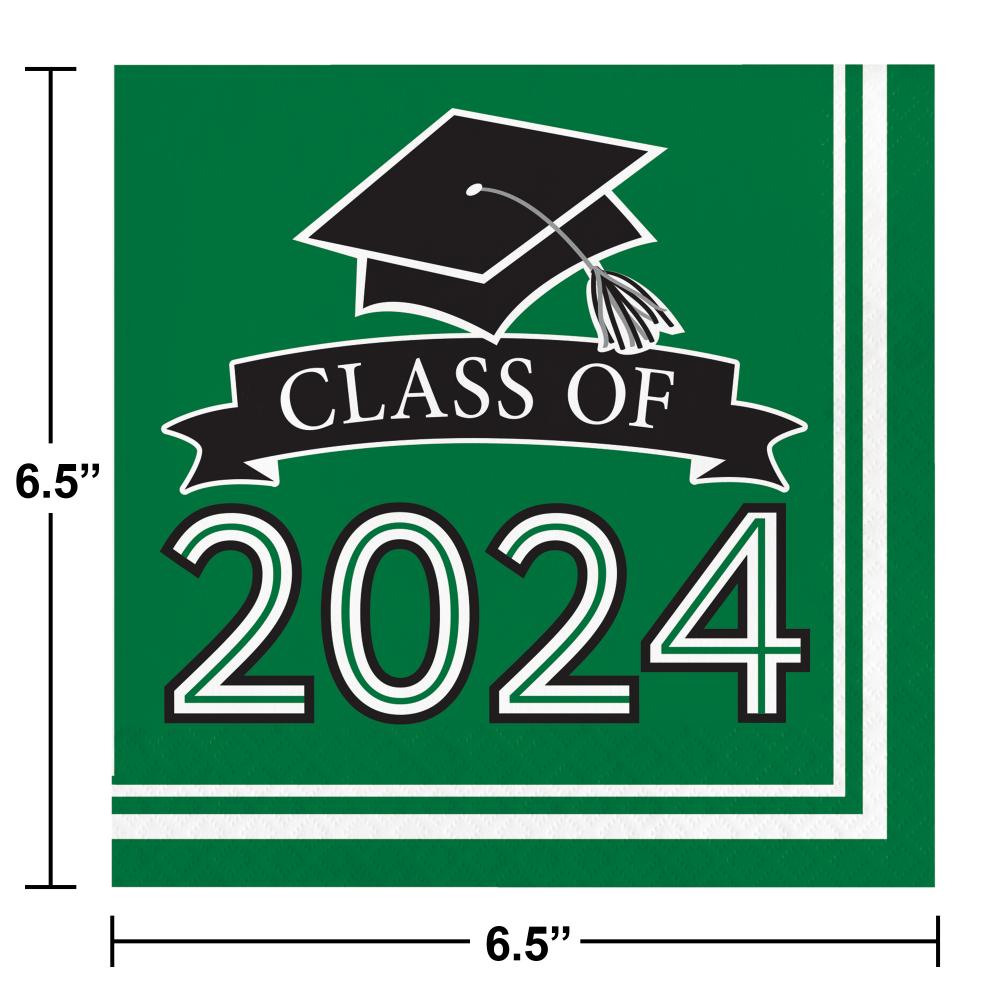 Green Graduation Class of 2024 2Ply Luncheon Napkin (36/Pkg)