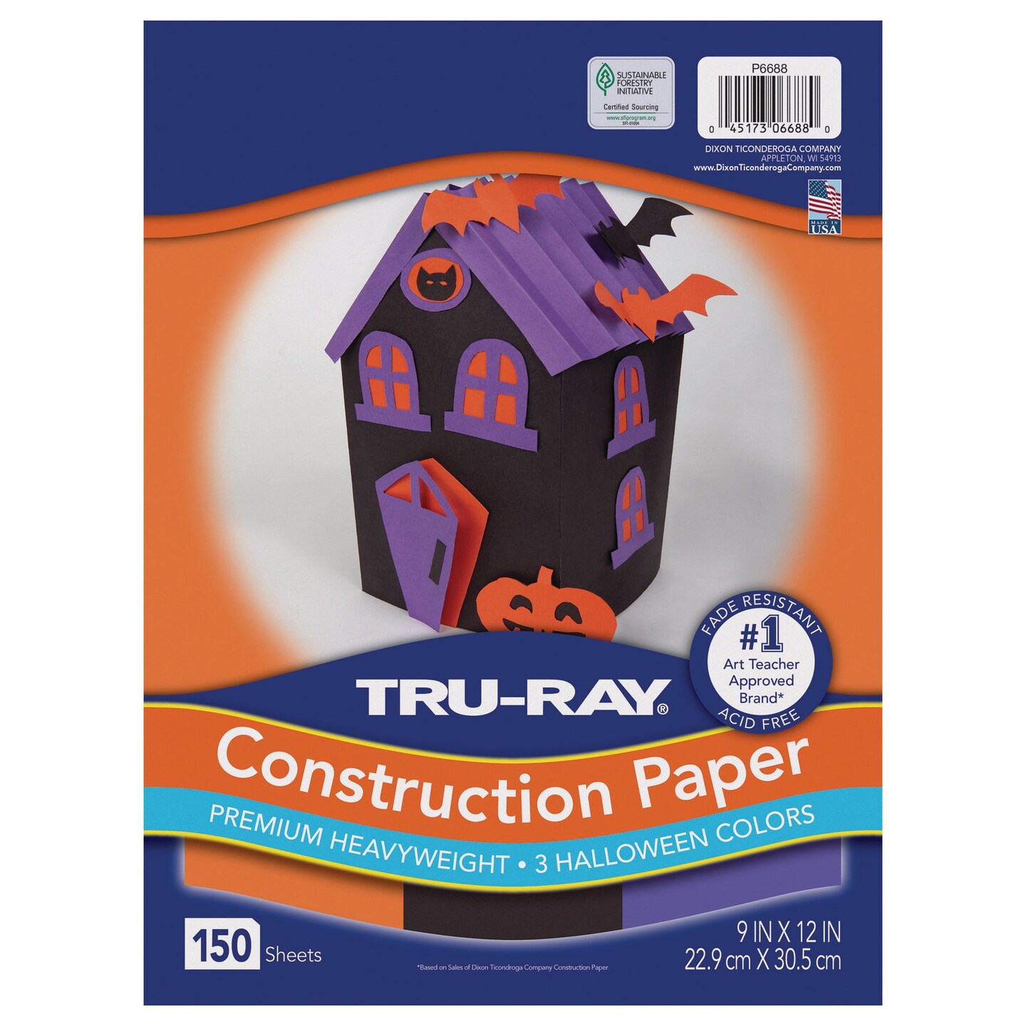 Construction Paper Halloween, Black, Orange, Purple, 9&#x22; x 12&#x22;, 150 Sheets Per Pack, 3 Packs