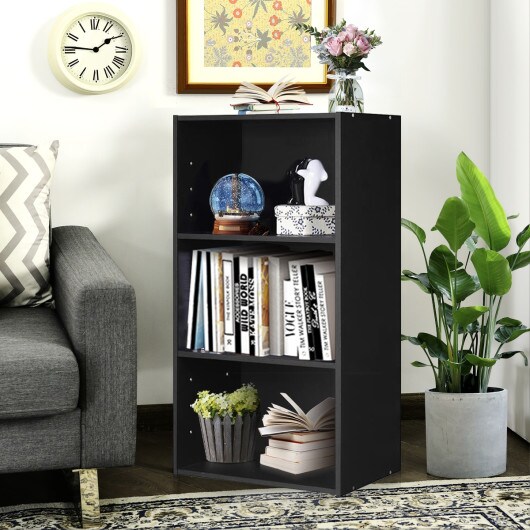 3-Tier Open Cube Bookshelf with Customizable Shelves Living Room Storage