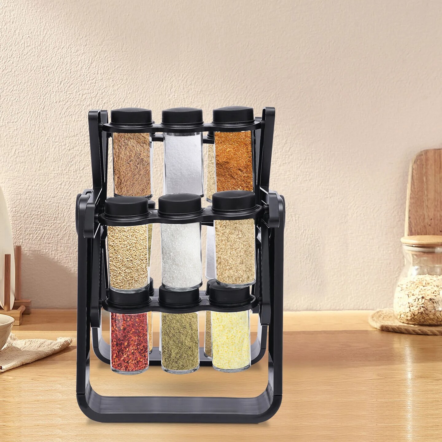 360 Rotating Spice Rack Kitchen Organizer With 18 Jars