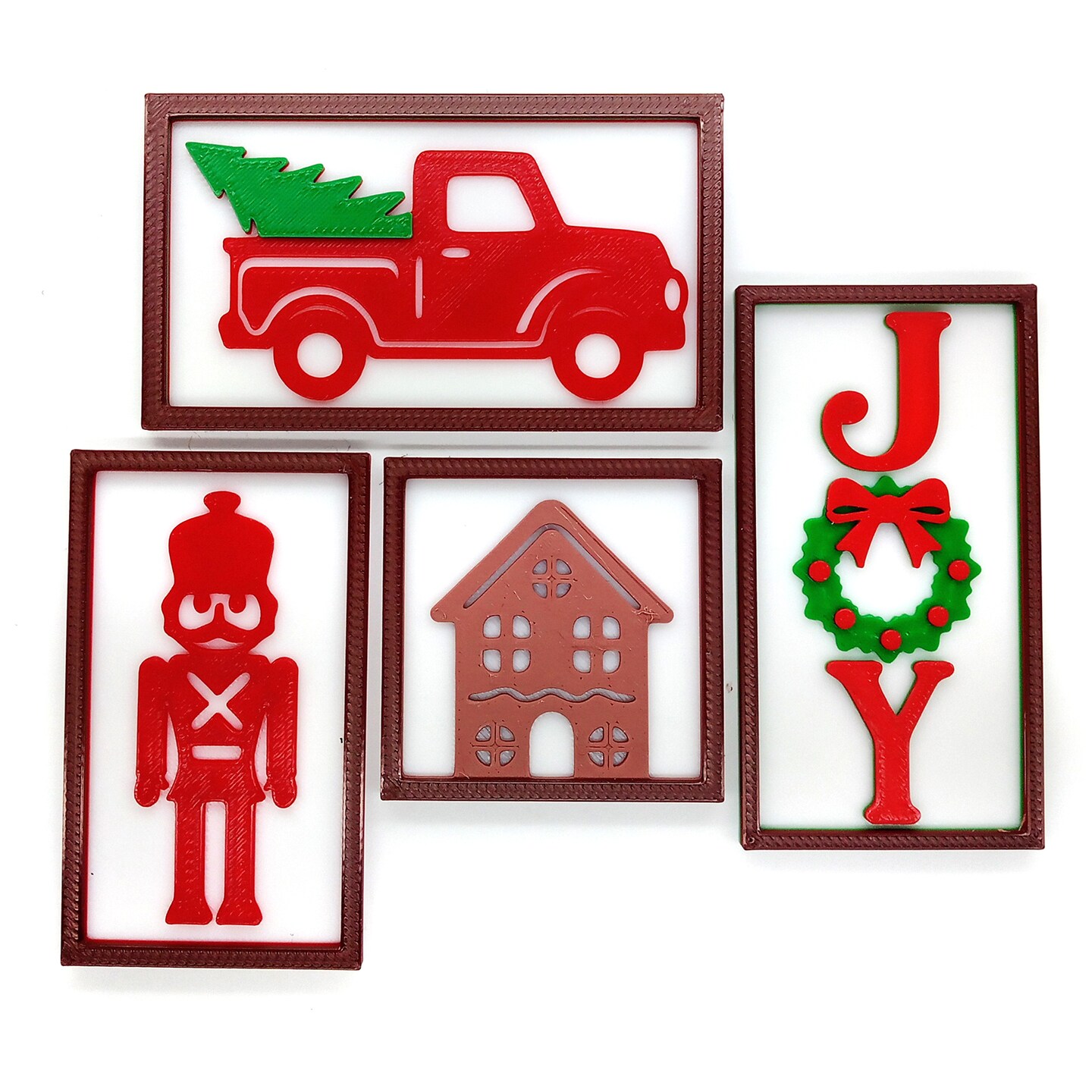 Miniature Christmas Decor for 1:12 Dollhouse, 4 pcs Wall Art, Adorabilities