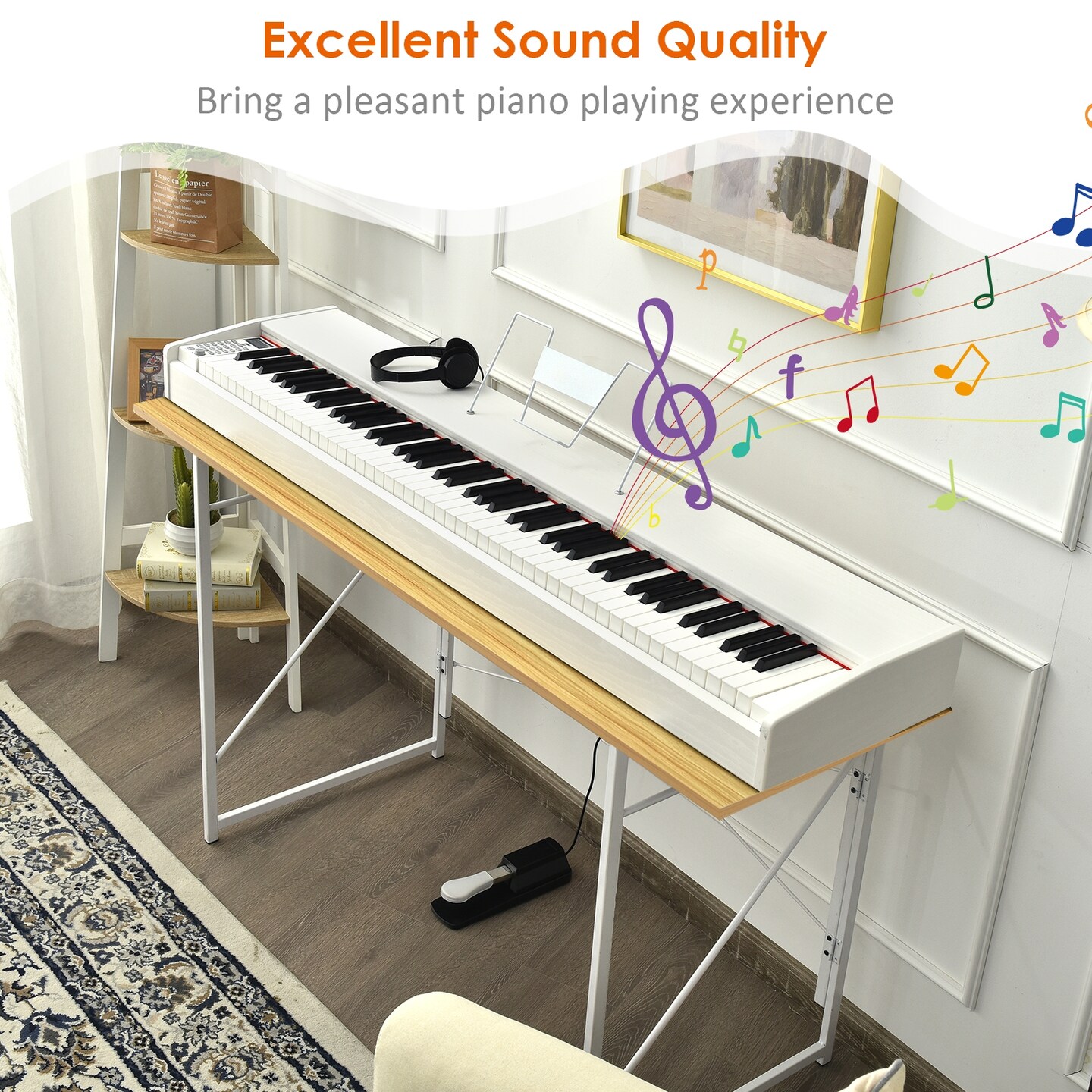 88-key Full Size Digital Piano Weighted Keyboard With Sustain Pedal