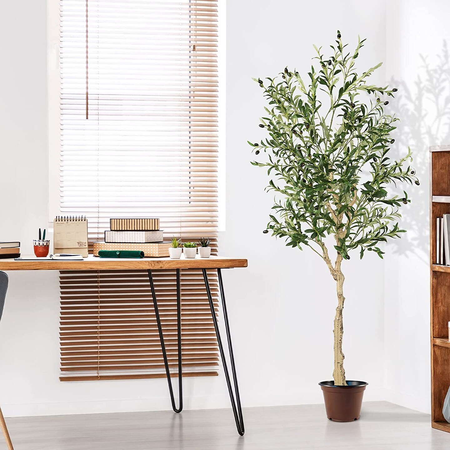 6 Feet Artificial Olive Tree in Cement Pot Perfect Indoor Decoration