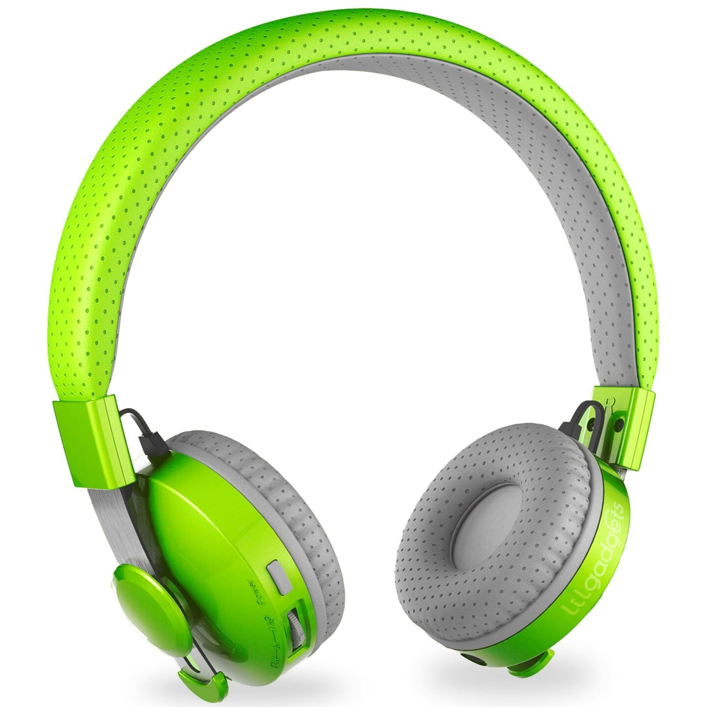 LilGadgets Untangled Pro On-Ear Wireless Kids Headphones for School, Microphone, Volume Limited, SharePort Technology, SoftTouch Padding, Green