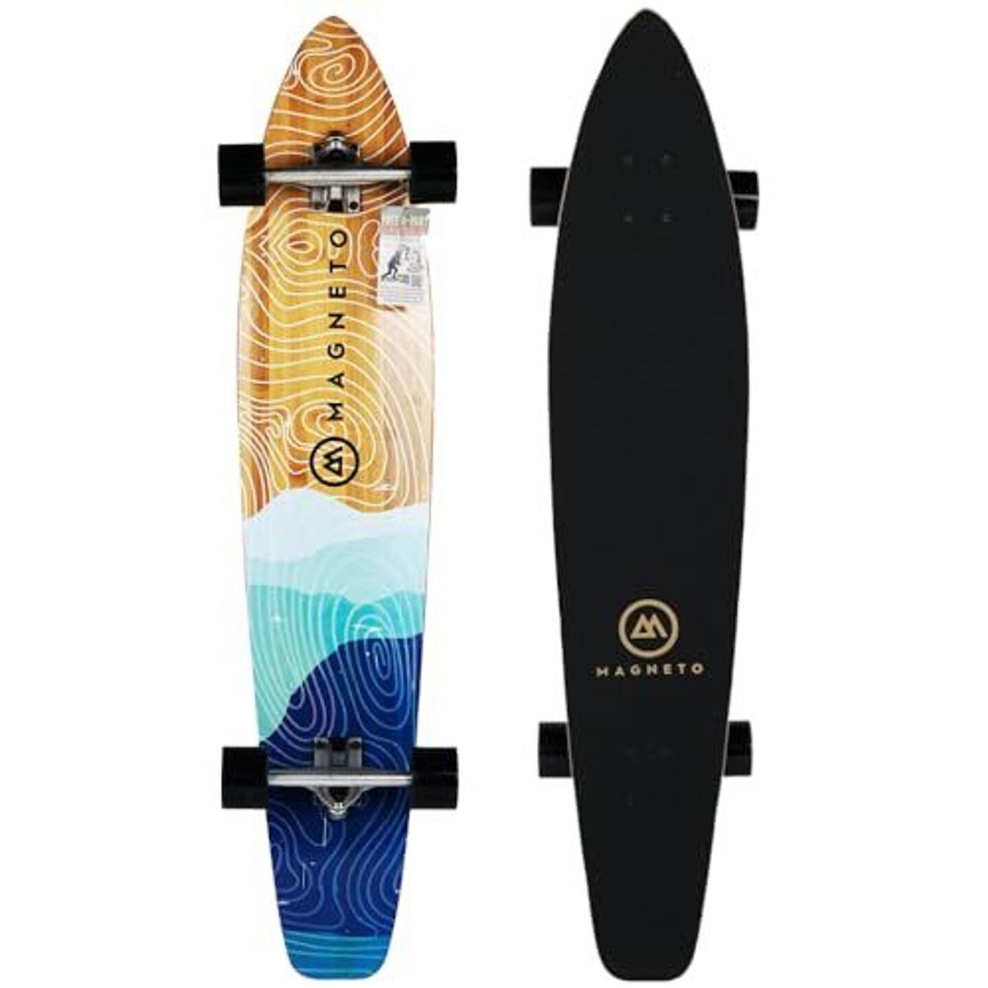 Magneto 44 inch Kicktail Cruiser Longboard Skateboard | Bamboo and Hard Maple Deck | Made for Adults, Teens, and Kids (Mountains)