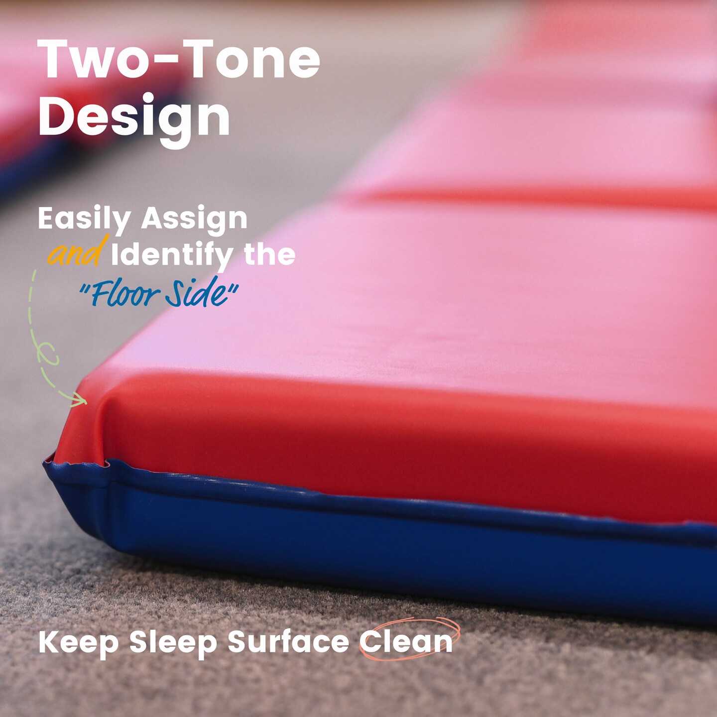 Premium 3-Fold Rest Mat, 2in Thick - Red/Blue