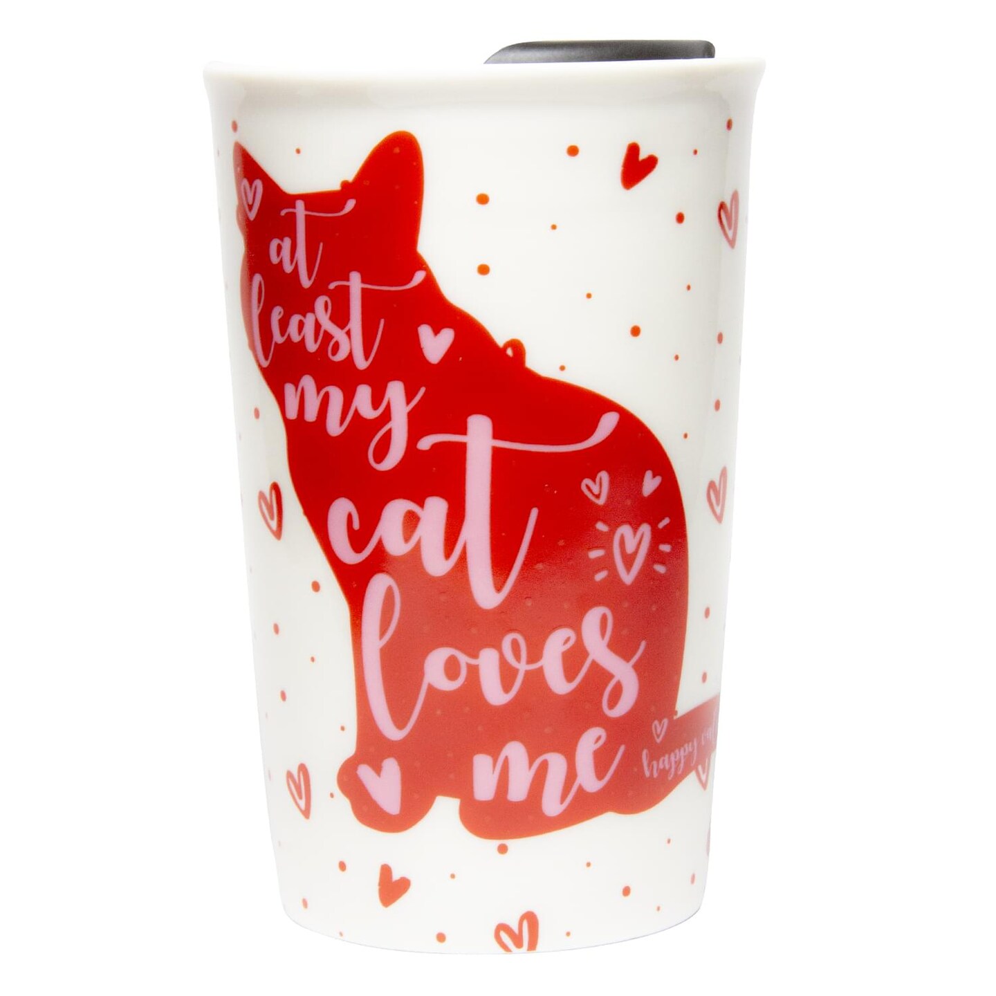 Cat Coffee Mug | 9-Ounce Ceramic Coffee Cup | Cute Hearts &#x26; Kitty Mug Gift