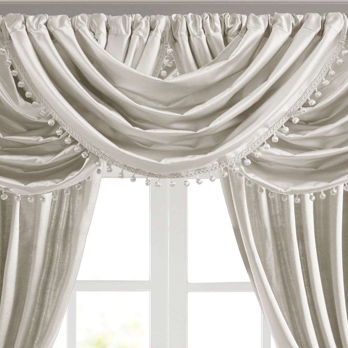 Gracie Mills   Cordelia Lightweight Satin Waterfall Window Valance (Single) - GRACE-15156