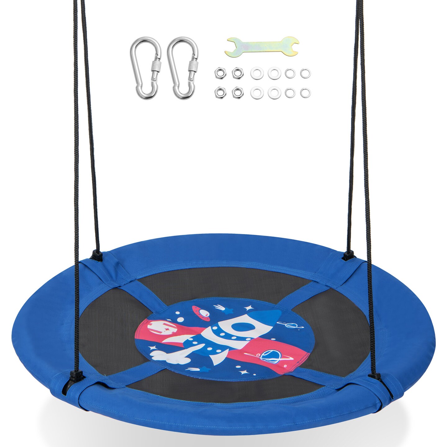 40 Inches Saucer Tree Swing with Adjustable Hanging Ropes and 900D Oxford Fabric
