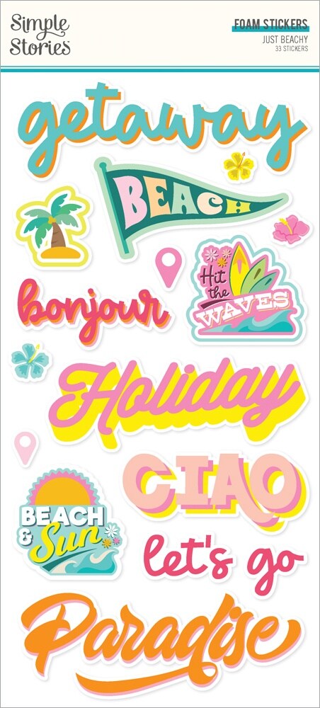 Just Beachy Foam Stickers-33/Pkg