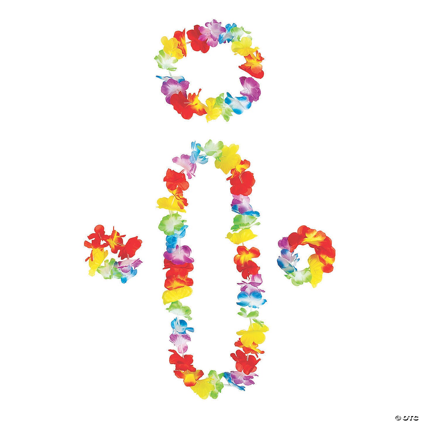 Luau Rainbow Polyester Lei Accessory Sets - 12 Sets