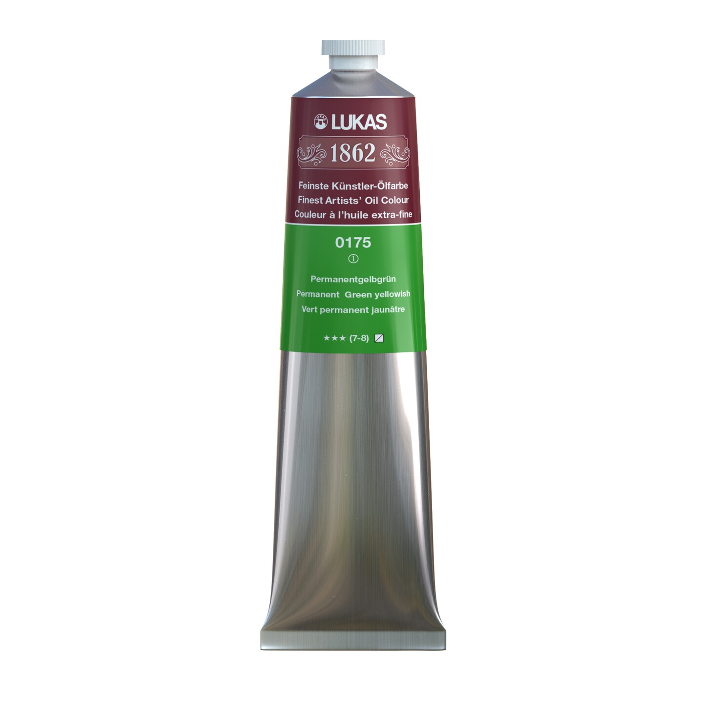 LUKAS 1862 Professional Artist Oil Paint - Permanent Green Yellowish, 200 mL - Outstanding Lightfastness, Non-Yellowing, with Beeswax for Buttery Texture, Consistent Hue for Professional Artists