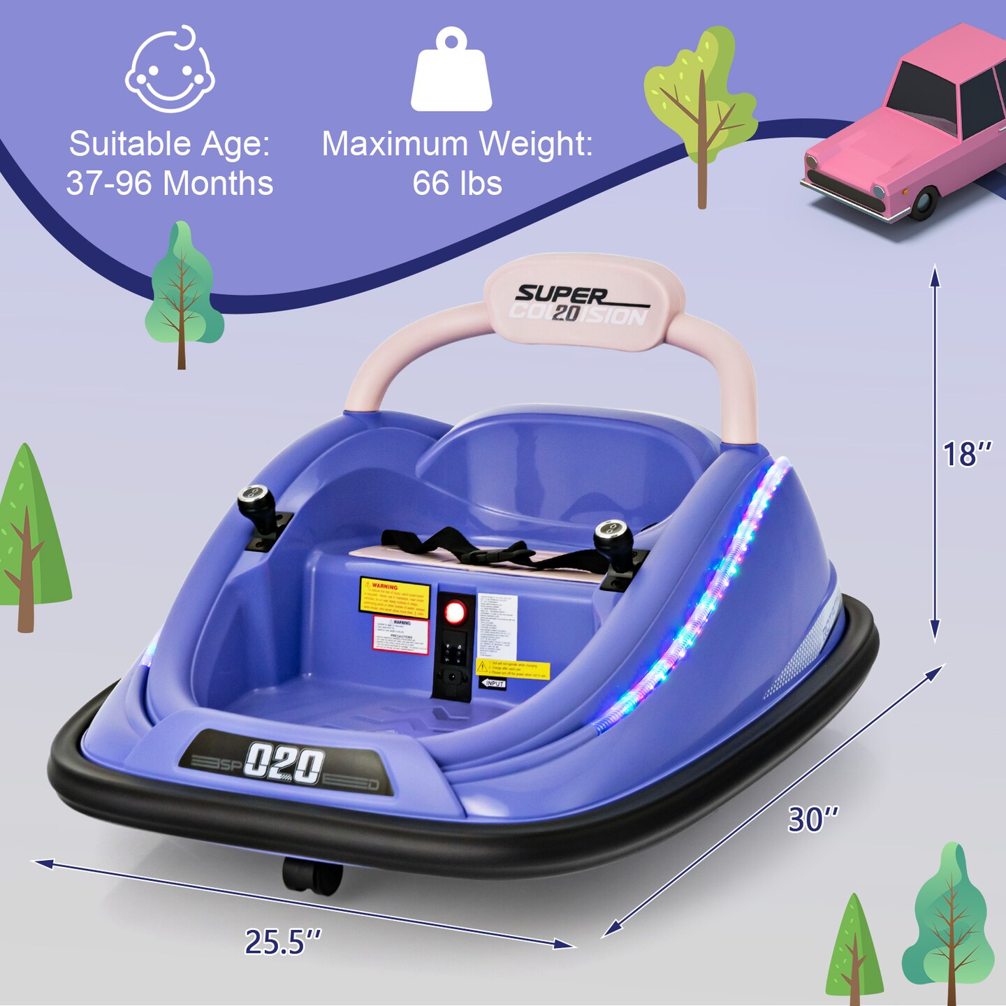 12v Kids Bumper Car Ride On Toy With Remote Control And 360 Degree Spin Rotation