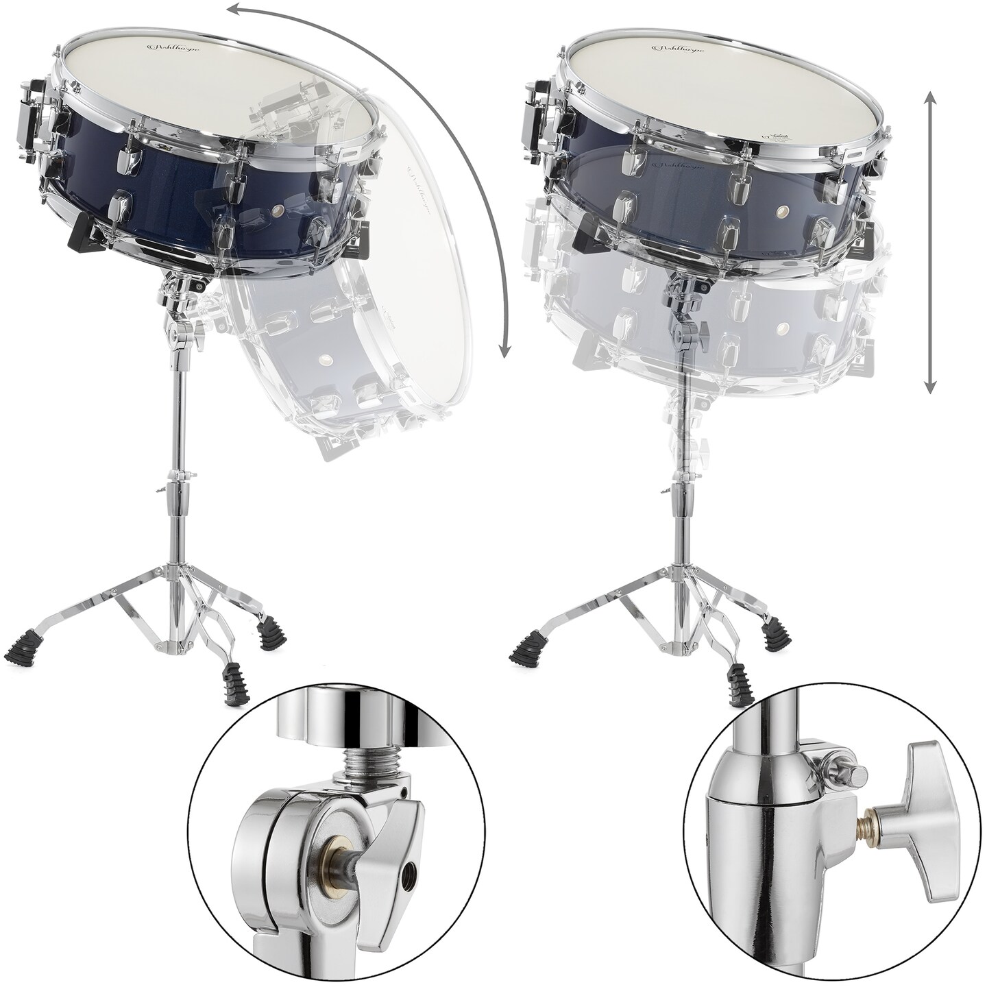 Ashthorpe Snare Drum Set with Remo Head - Student Beginner Kit with Stand, Padded Gig Bag, Practice Pad, Neck Strap, and Sticks