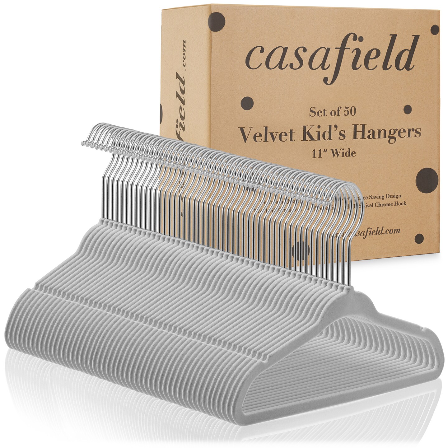 Casafield 50 Velvet Baby Hangers - 11" Size for Infant & Toddler Clothes