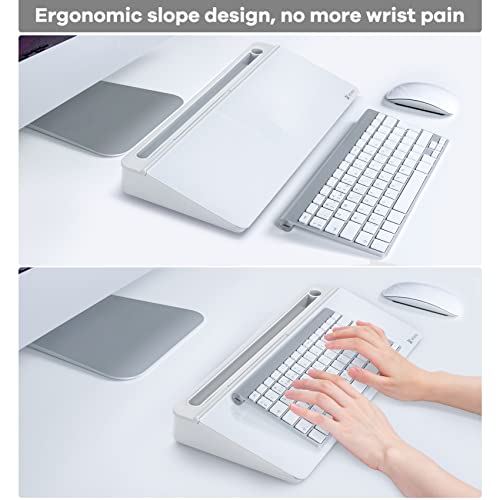 Varhomax Desk Whiteboard Dry Erase Glass Whiteboard, Desktop White Board  with Storage to-do List Memo Notepad Desktop Buddy Keyboard Stand for Home