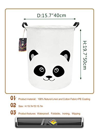 HKEC Baby Laundry Hamper,Kids Laundry Baskets,Waterproof Toy Storage Bin,Dirty Clothes Hamper for Nursery,Panda Gift Baskets,Boys Bedroom Decor(Panda)