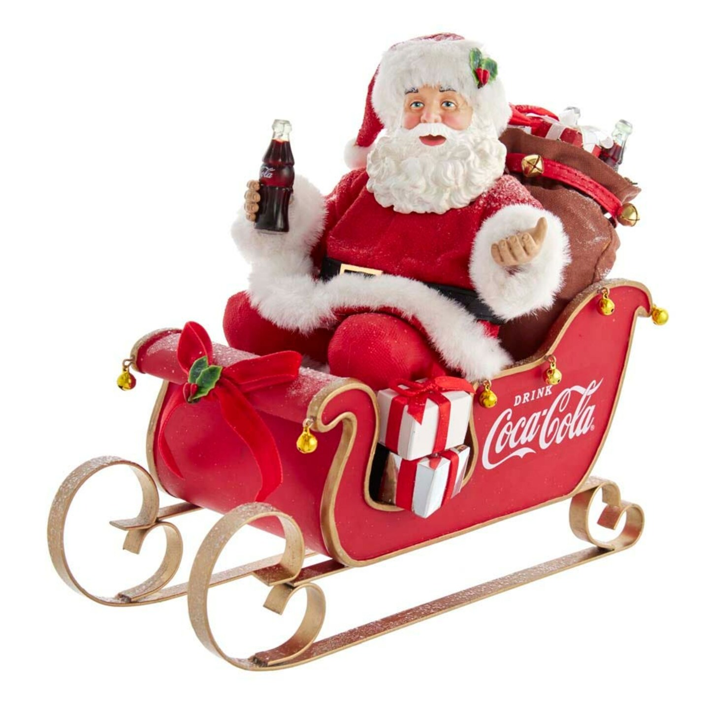 KSA Coca Cola Santa in Sleigh Christmas Tabletop Figurine - 10&#x22;