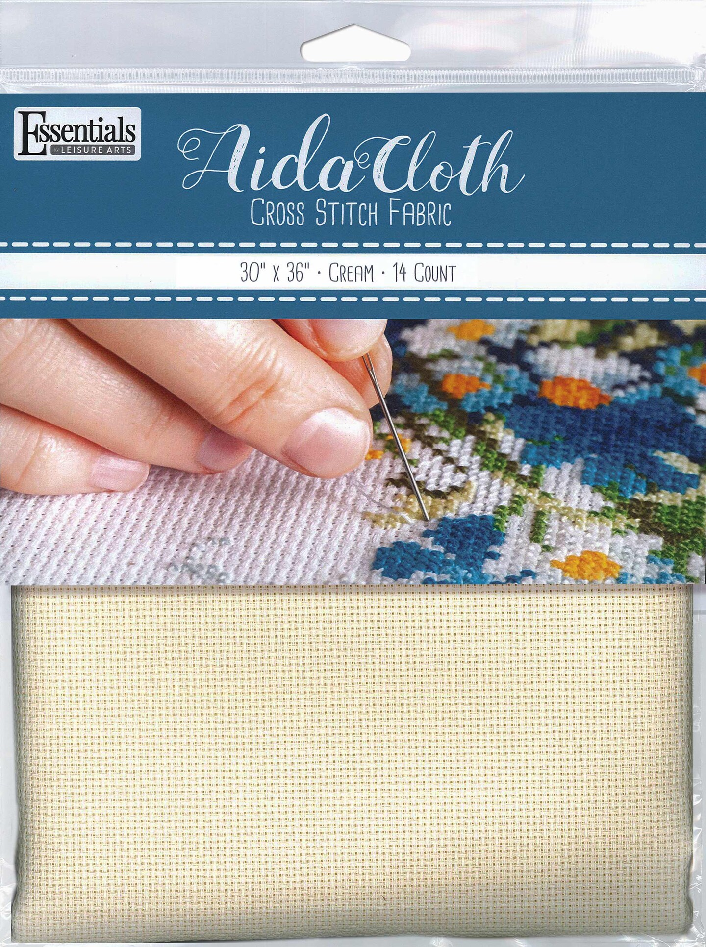 Essentials By Leisure Arts Aida Cloth, 14 count, 30" x 36", Cream cross